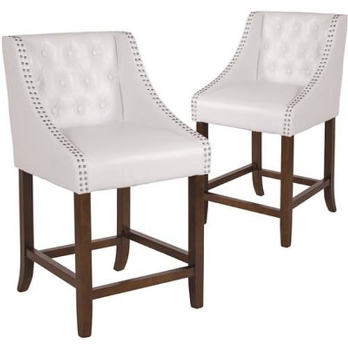 Carnegy Avenue 24 in. White Leather Bar stool (Set of 2) Carnegy Avenue 24 in. White Leather Bar stool (Set of 2)