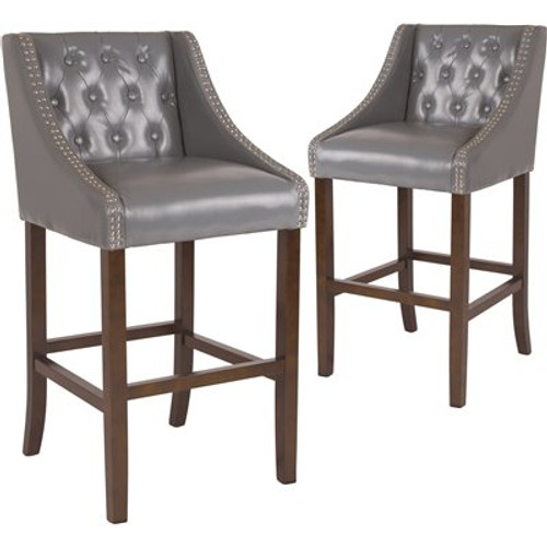 Carnegy Avenue 30 in. Light Gray Leather Bar stool (Set of 2) Carnegy Avenue 30 in. Light Gray Leather Bar stool (Set of 2)