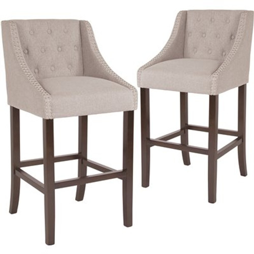 Carnegy Avenue 30 in. Light Gray Fabric Bar stool (Set of 2) Carnegy Avenue 30 in. Light Gray Fabric Bar stool (Set of 2)
