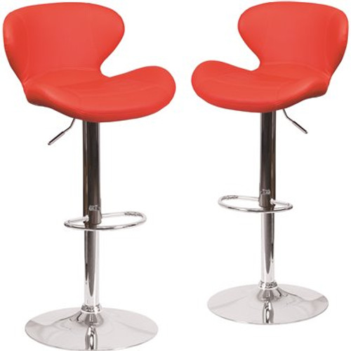 Carnegy Avenue 33 in. Red Vinyl Bar stool (Set of 2) Carnegy Avenue 33 in. Red Vinyl Bar stool (Set of 2)