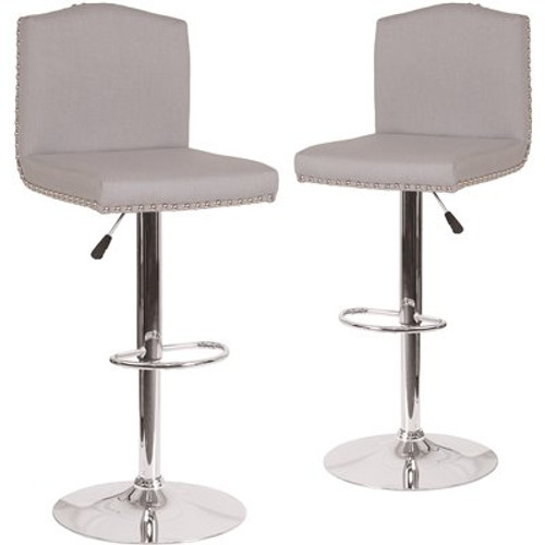 Carnegy Avenue 32.5 in. Light Gray Fabric Bar Stool (Set of 2) Carnegy Avenue 32.5 in. Light Gray Fabric Bar Stool (Set of 2)