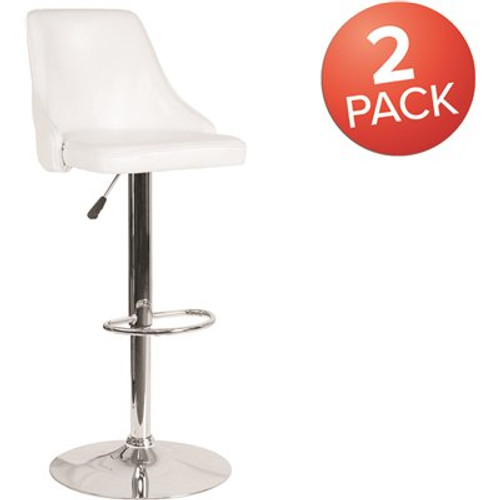Carnegy Avenue 32.5 in. White Leather Bar stool (Set of 2) Carnegy Avenue 32.5 in. White Leather Bar stool (Set of 2)