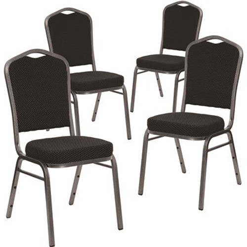 Carnegy Avenue Black Dot Patterned Fabric/Silver Vein Frame Banquet Stack Chair (Set of 4)