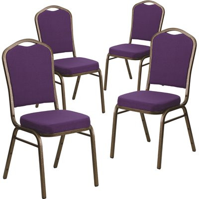 Carnegy Avenue Purple Fabric/Gold Vein Frame Banquet Stack Chair (Set of 4)