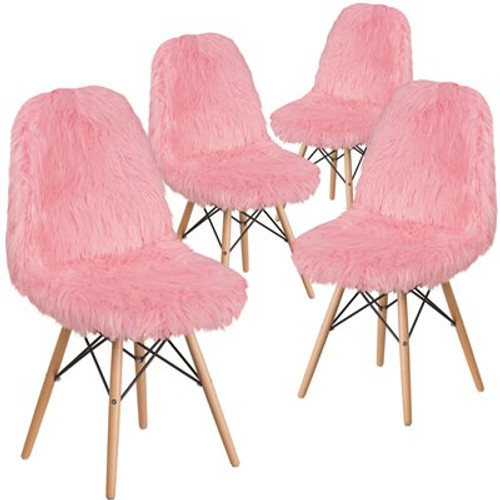Carnegy Avenue Light Pink Furry Chair (Set of 4) Carnegy Avenue Light Pink Furry Chair (Set of 4)