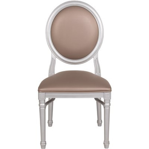 Carnegy Avenue Taupe Vinyl/Silver Frame Resin King Louis Chair (Set of 2)