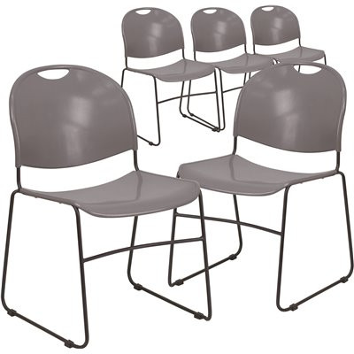 Carnegy Avenue Gray Plastic/Black Frame Plastic Stack Chairs (Set of 5)