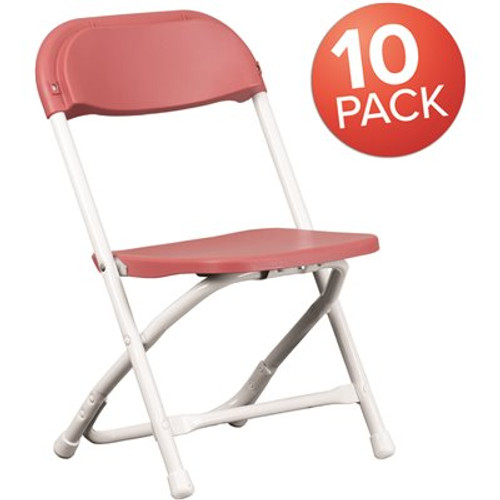 Carnegy Avenue Burgundy Kids Plastic Folding Chairs (Set of 10)