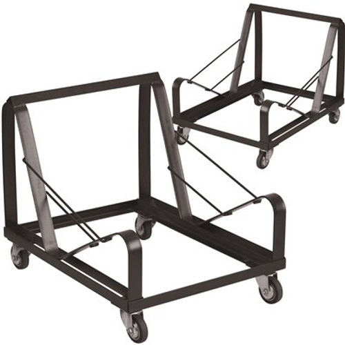 Carnegy Avenue 440 lbs. Capacity Stack Chair Dolly with Wheels - Black (Set of 2)