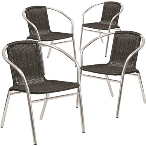 Carnegy Avenue Stackable Metal Outdoor Dining Chair in Aluminum and Black (Set of 4) Carnegy Avenue Stackable Metal Outdoor Dining Chair in Aluminum and Black (Set of 4)