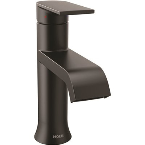 MOEN Genta LX Single Hole Single-Handle Bathroom Faucet with Drain Assembly in Matte Black