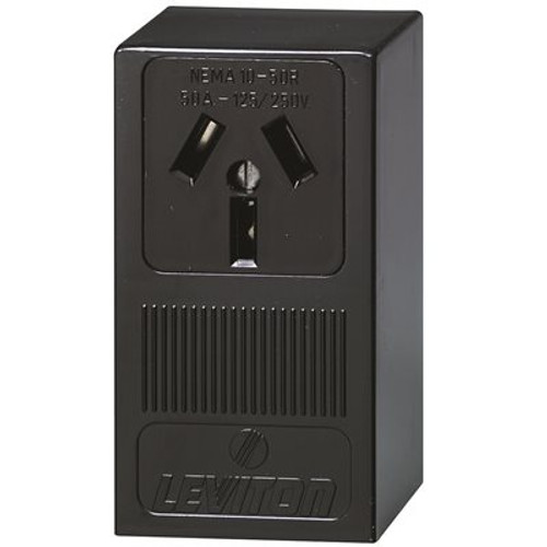 Leviton 50 Amp Thermoplastic Power Single Outlet, Black