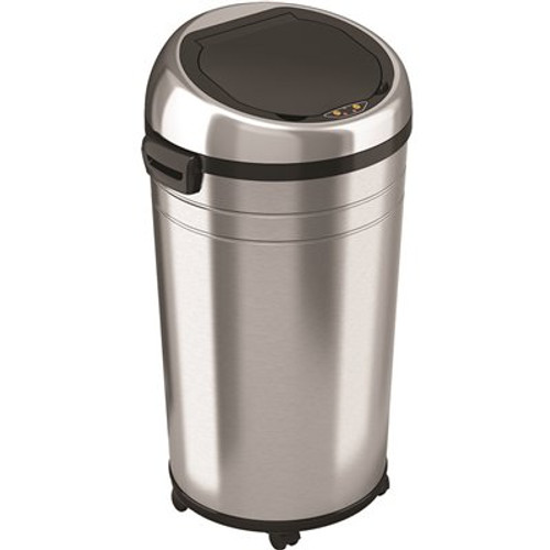 HLS COMMERCIAL 23 Gal. Round Stainless Steel Sensor Trash Can with Wheels and Odor Filters