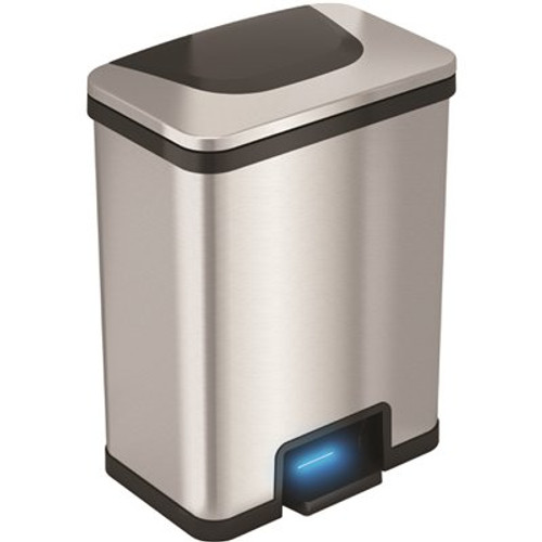 HLS COMMERCIAL 13 Gal. Stainelss Steel Pedal-Sensor Trash Can with Odor Filter
