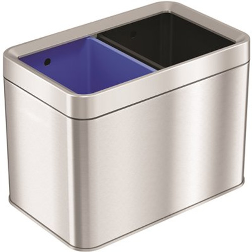 HLS COMMERCIAL 5 Gal./20 Liter Stainless Steel Combo Recycle Bin and Trash Can with Color-Coded Removable Plastic Liners HLS COMMERCIAL 5 Gal./20 Liter Stainless Steel Combo Recycle Bin and Trash Can with Color-Coded Removable Plastic Liners