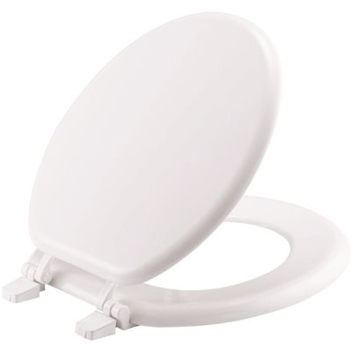 Round Closed Front Wood Toilet Seat in White