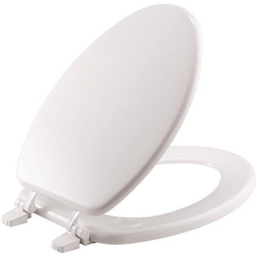 Elongated Closed Front Wood Toilet Seat in White