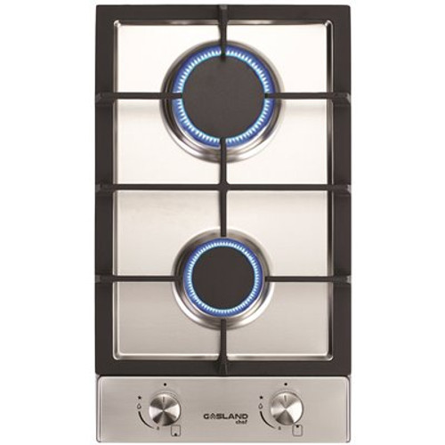 GASLAND Chef 12 in. Built-In Gas Stove Top LPG Natural Gas Cooktop in Stainless Steel with 2-Sealed Burners ETL