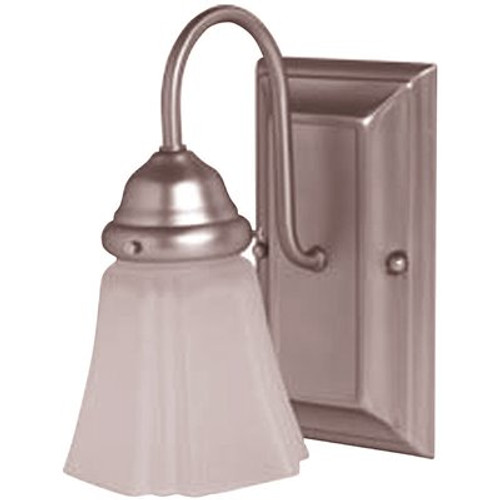 4.6 in. 1-Light Satin Nickel Traditional Wall Mount Sconce Light with Clear Glass Shade