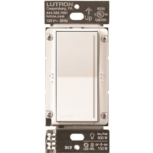 Lutron Sunnata Touch Dimmer Switch with LED+ Advanced Technology, for LED, Incandescent and Halogen, Single Pole Only, White