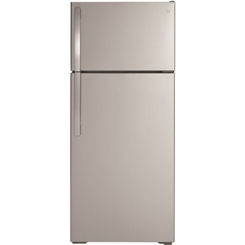 GE 17.5 cu. ft. Top Freezer Refrigerator in Stainless Steel