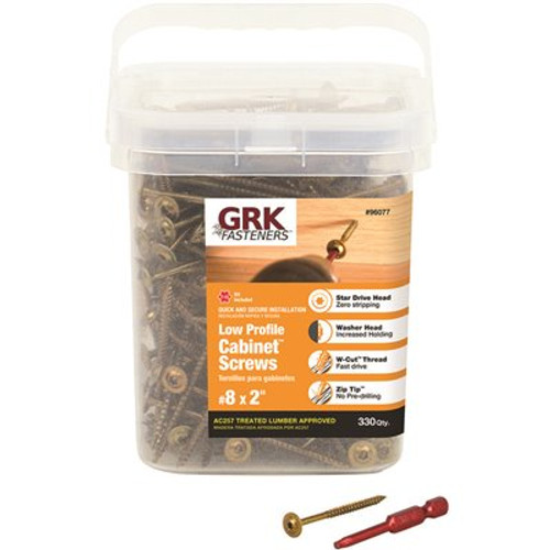 GRK Fasteners #8 x 2 in. Star Drive Low Profile Washer Head Cabinet Screw (330-Pack) GRK Fasteners #8 x 2 in. Star Drive Low Profile Washer Head Cabinet Screw (330-Pack)