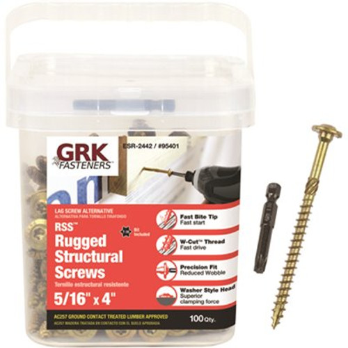 GRK 5/16 in. x 4 in. Star Drive Low Profile Washer Head Structural Wood Screw (100-Pack) GRK 5/16 in. x 4 in. Star Drive Low Profile Washer Head Structural Wood Screw (100-Pack)