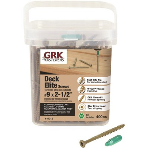 GRK #9 x 2-1/2 in. Star Drive Bugle Head Deck Elite Wood Deck Screw (400-Pack) GRK #9 x 2-1/2 in. Star Drive Bugle Head Deck Elite Wood Deck Screw (400-Pack)