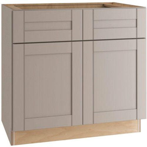 Veiled Gray Shaker Assembled Plywood 33 in. x 34.5 in. x 21 in. Bath Vanity Sink Base Cabinet with Soft Close