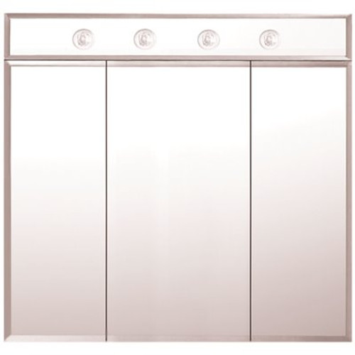 MagickWoods Vista 36 in. x 33.9 in. Surface Mount Medicine Cabinet with Frameless Tri-View Mirror