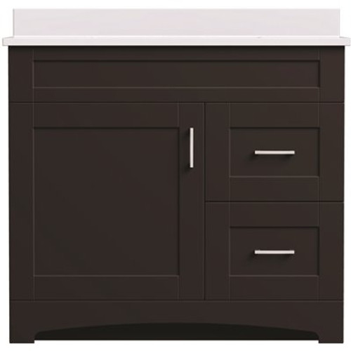 MagickWoods Brixton 36 in. W x 18 in. D Bath Vanity Cabinet in Dark Chestnut with Right Hand Side Drawers
