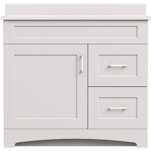 MagickWoods Brixton 36 in. W x 21 in. D Bath Vanity Cabinet in Vanilla White with Right Hand Side Drawers MagickWoods Brixton 36 in. W x 21 in. D Bath Vanity Cabinet in Vanilla White with Right Hand Side Drawers