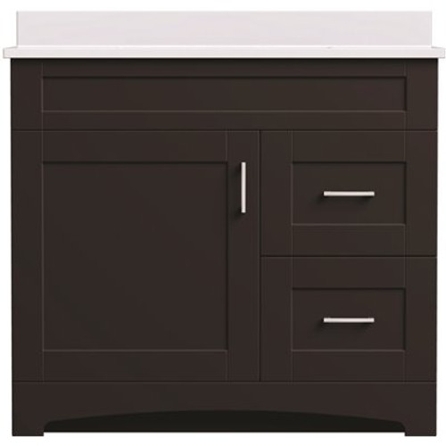 MagickWoods Brixton 36 in. W x 21 in. D Bath Vanity Cabinet in Dark Chestnut with Right Hand Side Drawers MagickWoods Brixton 36 in. W x 21 in. D Bath Vanity Cabinet in Dark Chestnut with Right Hand Side Drawers