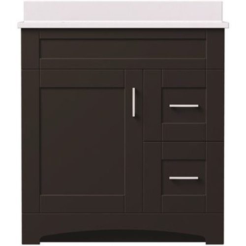 MagickWoods Brixton 30 in. W x 21 in. D Bath Vanity Cabinet in Dark Chestnut with Right Hand Side Drawers