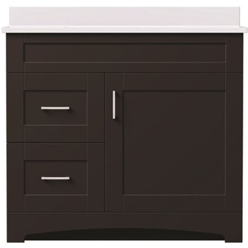 MagickWoods Brixton 36 in. W x 21 in. D Bath Vanity Cabinet in Dark Chestnut with Left Hand Side Drawers MagickWoods Brixton 36 in. W x 21 in. D Bath Vanity Cabinet in Dark Chestnut with Left Hand Side Drawers
