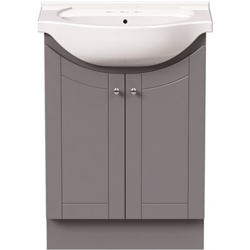 MagickWoods Elliston 24 in. W x 17.6 in. D Bath Vanity in Gray Slate with Porcelain Euro Vanity Top in White with White Basin