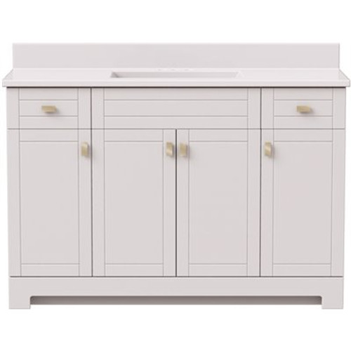 Canberra 49 in. W x 19 in. D Bath Vanity in Vanilla White with Cultured Marble Vanity Top in White with White Basin