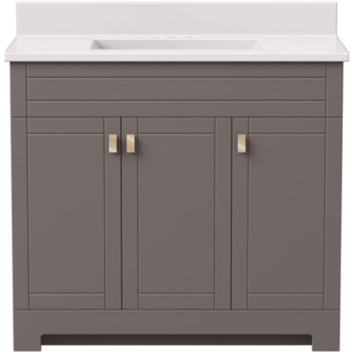 Canberra 37 in. W x 19 in. D Bath Vanity in Gray Slate with Cultured Marble Vanity Top in Solid White with White Basin