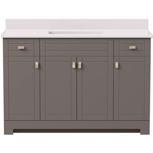 Canberra 49 in. W x 19 in. D Bath Vanity in Gray Slate with Cultured Marble Vanity Top in Solid White with White Basin