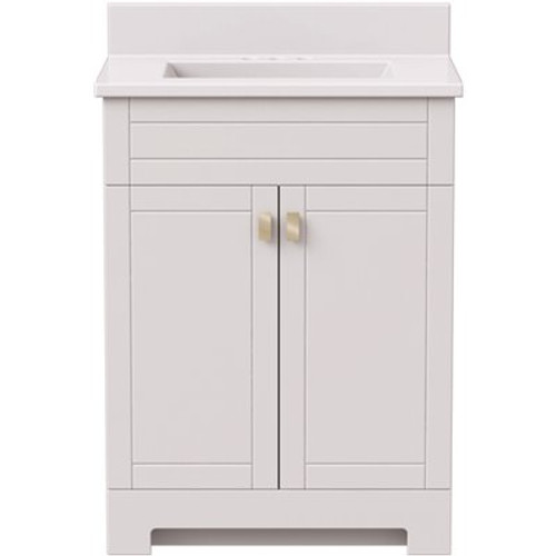 Canberra 25 in. W x 19 in. D Bath Vanity in Vanilla White with Cultured Marble Vanity Top in White with White Basin