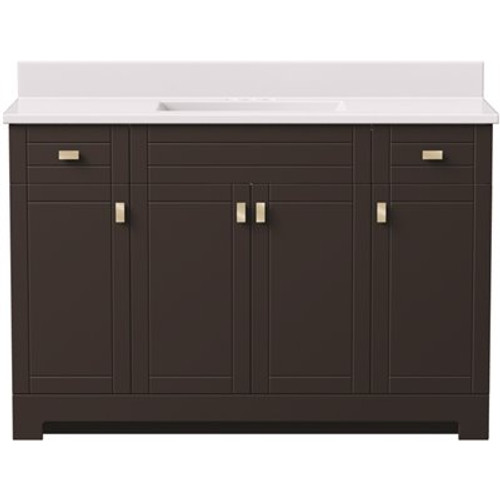 Canberra 49 in. W x 19 in. D Bath Vanity in Dark Chestnut with Cultured Marble Vanity Top in White with White Basin