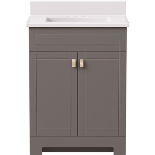 Canberra 25 in. W x 19 in. D Bath Vanity in Gray Slate with Cultured Marble Vanity Top in Solid White with White Basin