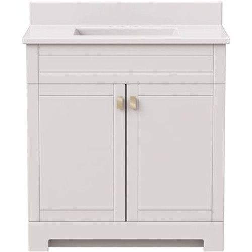 Canberra 31 in. W x 19 in. D Bath Vanity in Vanilla White with Cultured Marble Vanity Top in White with White Basin