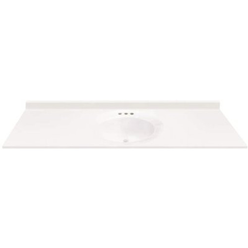 MagickWoods 61 in. W x 19 in. D Cultured Marble Oval Recessed Single Basin Vanity Top in White with White Basin