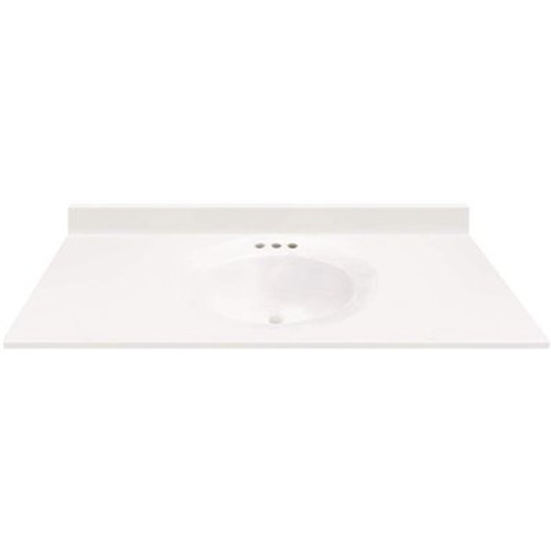 MagickWoods 49 in. W x 19 in. D Cultured Marble Oval Recessed Single Basin Vanity Top in White with White Basin