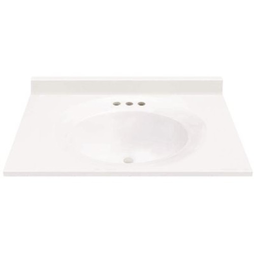 MagickWoods 31 in. W x 19 in. D Cultured Marble Oval Recessed Single Basin Vanity Top in White with White Basin