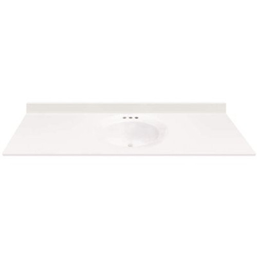 MagickWoods 61 in. W x 22 in. D Cultured Marble Oval Recessed Single Basin Vanity Top in White with White Basin