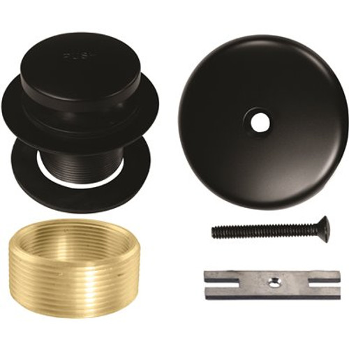 Westbrass Universal Tip-Toe Bathub Drain Trim Kit with 1-1/2 in. Adapter Bushing and Converter Bracket, Matte Black