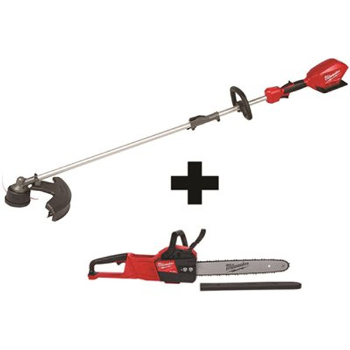 Milwaukee M18 FUEL 18V Lithium-Ion Cordless Brushless QUIK-LOK String Trimmer and Chainsaw Combo Kit (2-Tool)
