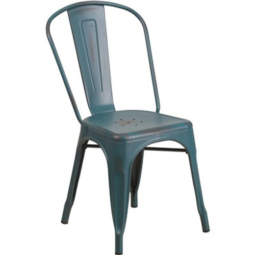 Carnegy Avenue Metal Outdoor Dining Chair in Kelly Blue-Teal